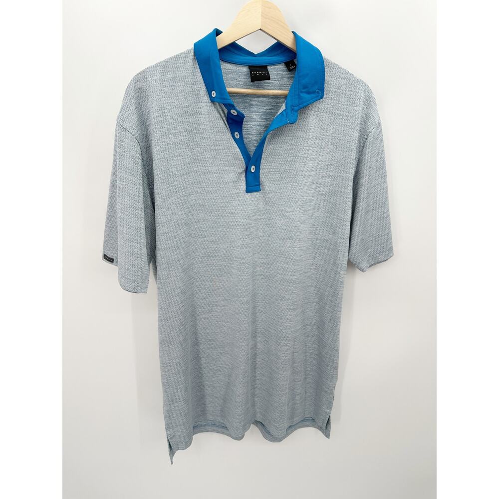 Dunning Golf Polo Shirt Mens Large Blue Short Sleeve Performance Stretch FG20
